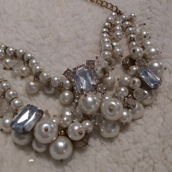Pearl necklace and diamond setting - Picture 2 of 5